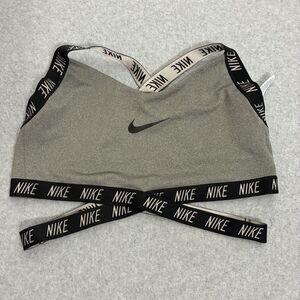 Nike Women’s Sports Bra Size Large Gray Cross Strap Logo Band